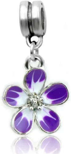 Vista 3 de Abalorio colgante de flores, Plata Diamante de imitación