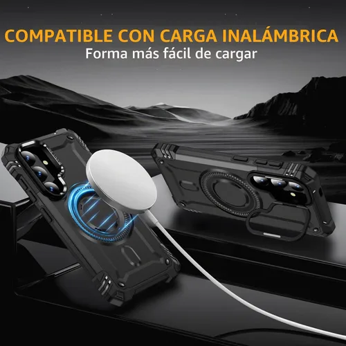 Vista 2 de Funda magnética para Samsung Galaxy S25+ Plus/Galaxy S24+ Plus [Soporte de anillo de cámara integrado] [Protector de pantalla]