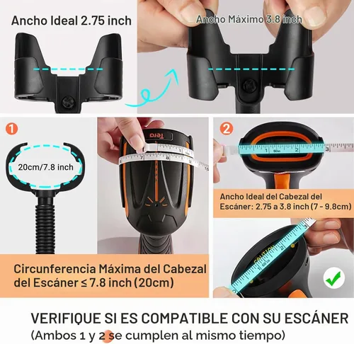 Vista 4 de Tera Soporte universal para escáner de código de barras: soporte ajustable para montaje en pared, paquete de 1