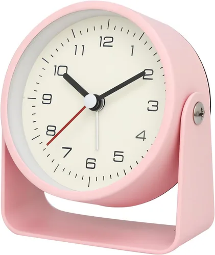 Vista 10 de Maxspace Reloj despertador clásico vintage, reloj despertador analógico retro de 3.5 pulgadas, cuarzo silencioso sin tictac con luz nocturna, reloj