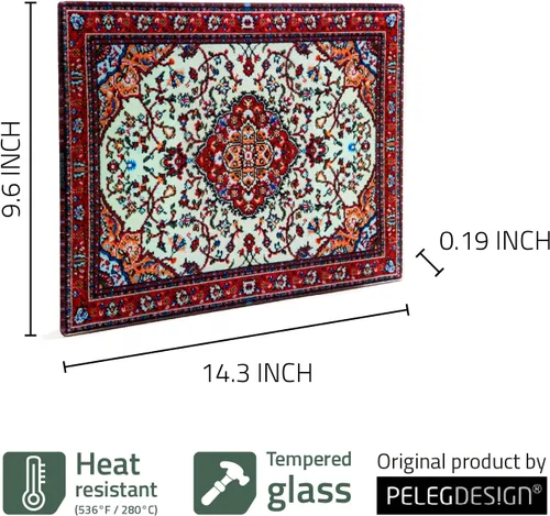 Vista 6 de PELEG DESIGN Tabla de cortar de vidrio templado, 9.6 x 14.4 pulgadas, tabla de cortar de vidrio decorativa para encimera de cocina, tabla de cortar