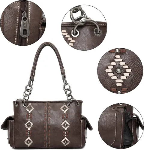 Vista 3 de Montana West Aztec Collection Western - Bolso de mano para mujer, de cuero vegano y cartera