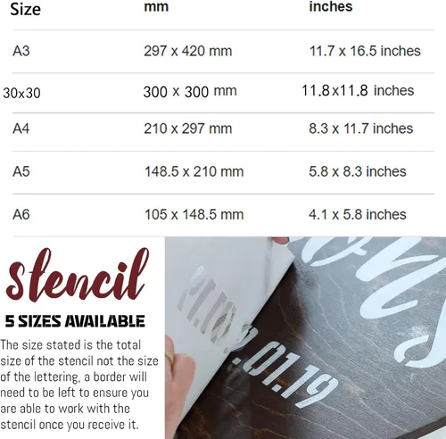 Vista 4 de Plantillas personalizadas para pintura en aerosol, personalizadas con logotipo/texto, plantillas de letras multiusos para madera, papel, tela