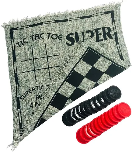 Vista 7 de Yuanhe Juego de damas Gaint - Juego de damas grandes 3 en 1, incluyendo Tic Tac Toe con alfombra reversible, juegos de patio para interiores