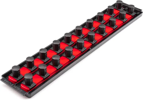 Vista 5 de TEKTON Carraca de 3/4 pulgadas x riel para dados de 8 pulgadas, 5 clips (rojo) OSR31105 Fabricado en Estados Unidos Negro