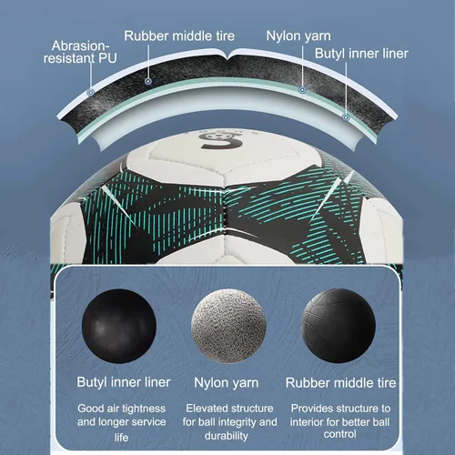 Vista 2 de Balón de fútbol holográfico tamaño 5, fútbol reflectante, bola de fútbol que brilla en la oscuridad, pelota de fútbol de cuero compuesto reflectante