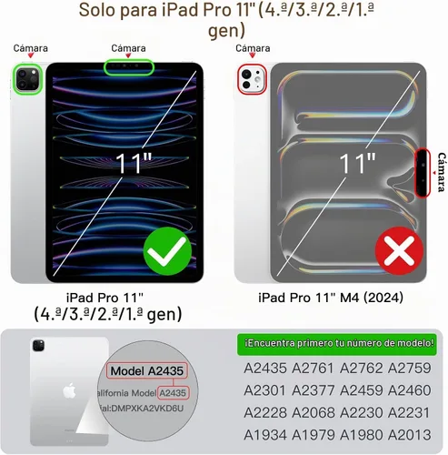 Vista 2 de JETech - Funda para iPad Pro 11" 4/3/2/1, color negro Cover for 2022/2021/2020/2018 Model, Clear Back, Pencil Holder, Slim Shockproof, Tri-Fold