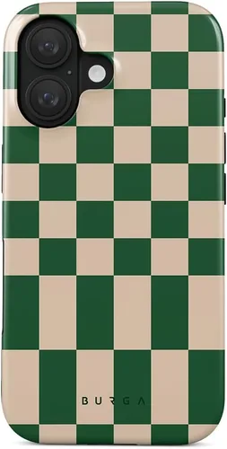 Vista 22 de BURGA-Funda p/teléfono compatible c/iPhone 14 Plus, carcasa rígida híbrida de 2 capas + Funda protectora de silicona, almendras latte a lunares
