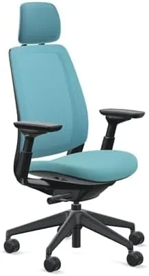 Vista 4 de Steelcase Silla de oficina serie 2 con reposacabezas, marco de grafito, respaldo de aire con 3D Microknit Cogent Connect Regaliz