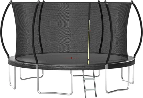 Vista 10 de Outdoor Trampoline for Kids Adults, 12ft 14ft 16ft Backyard Large Trampolines with Enclosure Net, Recreational Pumpkin Trampoline with Curved Poles