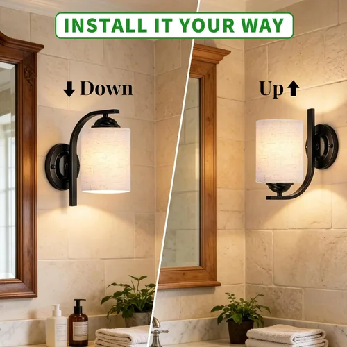 Vista 5 de Apliques de pared para dormitorio, baño, accesorios de iluminación modernos de tocador, negro mate, faroles de iluminación de montaje en pared