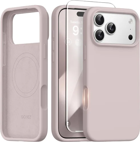 Vista 160 de GONEZ Funda magnética para iPhone 14, compatible con Magsafe, con protector de pantalla + protector de cámara, forro de microfibra antiarañazos