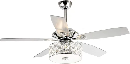 Vista 4 de Ventilador de techo de 52 pulgadas con luz, ventilador de araña de cristal con control remoto Ceiling Fans with Lights for Bedroom Living Room