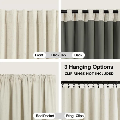 Vista 7 de KOUFALL Cortinas opacas de lino de 24 pulgadas de largo, cortinas térmicas cortas para oscurecer la habitación, cortina de baño para cocina sobre