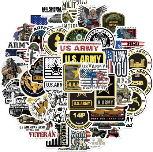 Vista 2 de 50 calcomanías del ejército de los Estados Unidos – Calcomanías del orgullo del ejército de los Estados Unidos para botellas de agua, laptops