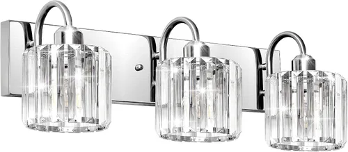Vista 15 de Luz de tocador de baño dorada - Accesorio de luz de baño de cristal sobre espejo