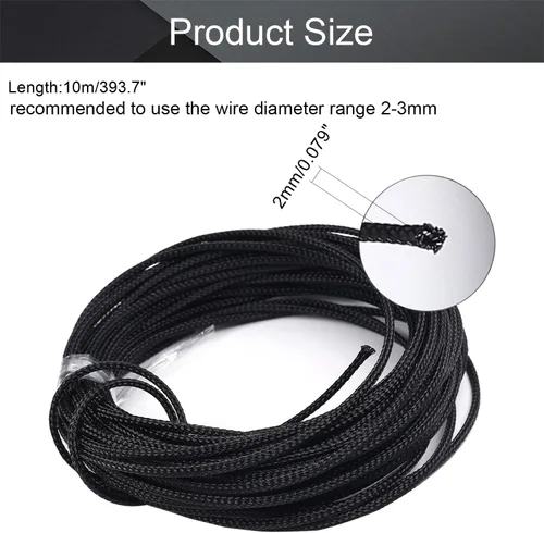 Vista 2 de Othmro Funda de cable trenzado expandible PET de 32.8 pies, protector de cable flexible de 2/25 pulgadas, funda de organización de cables