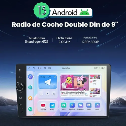 Vista 2 de JOYING - Radio doble DIN de 9 pulgadas estéreo para coche con Apple Carplay y Android Auto