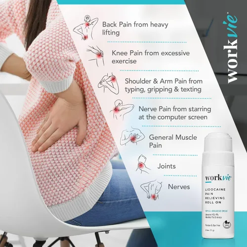 Vista 4 de Lidocaine Roll On - Crema para aliviar el dolor (1), segura para pieles sensibles, loción de máxima fuerza, para dolores nerviosos, rodillas