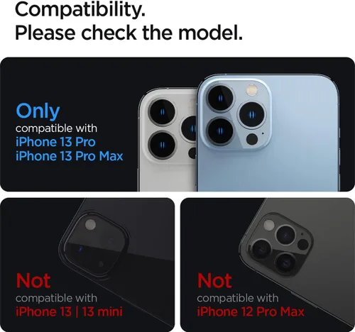 Vista 2 de Spigen Protector de pantalla para lente de cámara [GlasTR Optik] diseñado para iPhone 13 Pro Max (2021) / iPhone 13 Pro (2021) - Transparente