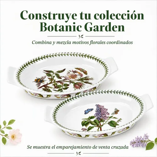 Vista 8 de Portmeirion Botanic Garden - Plato ovalado para gratinar de 10 pulgadas, diseño de rosa de perro, plato para hornear de porcelana duradera