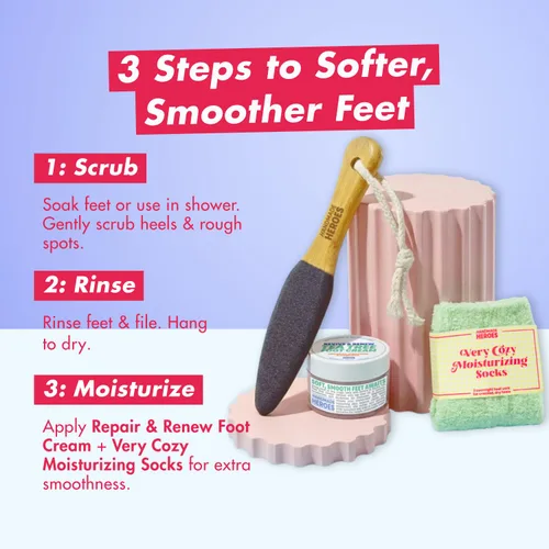 Vista 3 de Handmade Heroes Exfoliante de pies – Piel profunda más suave para zonas secas y ásperas y talones agrietados – Exfoliante natural para una piel