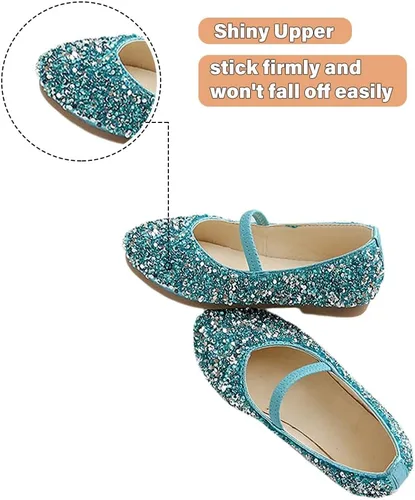 Vista 3 de YIBLBOX Girls Dress Shoes Mary Jane Flats Princess Dresses for Girls Ballet Flats Glitter Shoes Flower Girls Shoes
