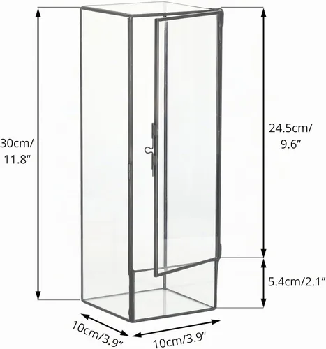 Vista 5 de NCYP Terrario de cristal cerrado con puerta, 3.9 x 3.9 x 11.8 pulgadas, maceta rectangular alta para helechos, plantas suculentas, decoración