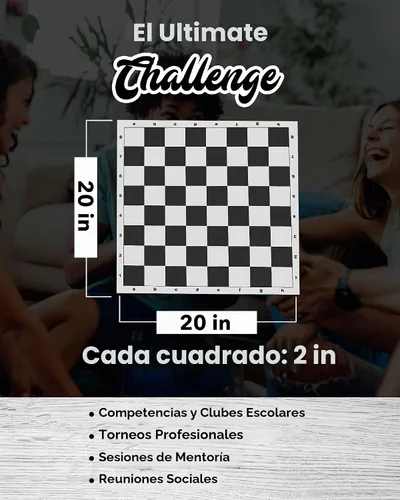Vista 6 de Juego de ajedrez de torneo de mejor valor: piezas de ajedrez rellenas y tablero de ajedrez de vinilo negro enrollable