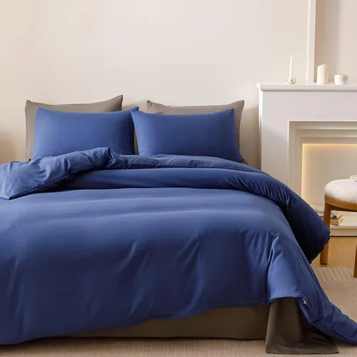 Vista 21 de Luxlovery Juego de edredón verde militar, juego de ropa de cama individual, minimalista, suave, transpirable y moderno, para todas las estaciones