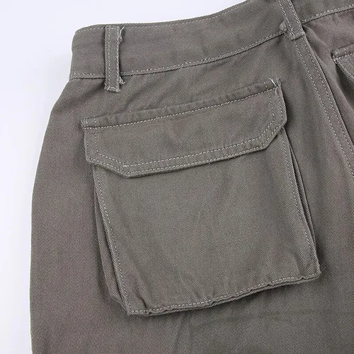 Vista 4 de Pantalones cargo de tiro bajo para mujer, pantalones de paracaídas holgados Y2K, ropa de calle, pantalones sueltos de cintura alta, pantalones