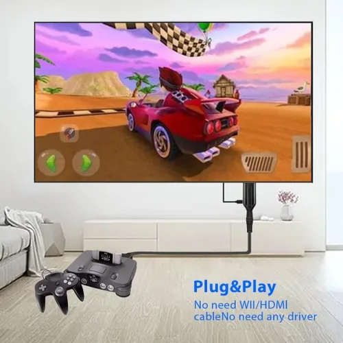 Vista 5 de Adaptador de convertidor HDMI prémium para N64GameCubeSNES Plug and Play 1M macho a macho 1080P Nintendo 64 a HDMI Converte