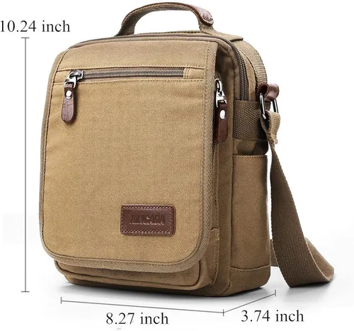 Vista 4 de XINCADA Bolsa de mensajero para hombre bolsa de hombro de lona bolsa de viaje bolsa cruzada para trabajo negocios Carbón negro