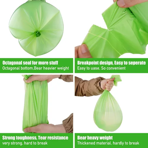 Vista 3 de Bolsas de compost, 5 galones, 20 litros, extragruesas, 0.78 mils, bolsas de desechos de alimentos con BPI ASTM D6400 de EE. UU. y Europa OK Compost