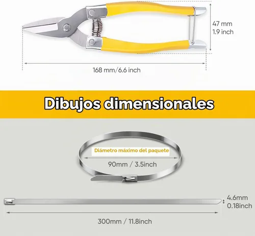 Vista 8 de Sinlon Sujetacables de metal resistentes con cortador de alambre (con cortador de bridas) - Acero inoxidable resistente a los rayos UV, 30