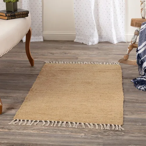 Vista 9 de VHC Brands Alfombra Chindi natural de arpillera, bronceado, 20x30