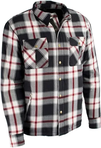 Vista 17 de Milwaukee Leather Camisa de montar de franela blindada a cuadros para hombre con refuerzo de fibra de aramida y armadura extraíble CE - S