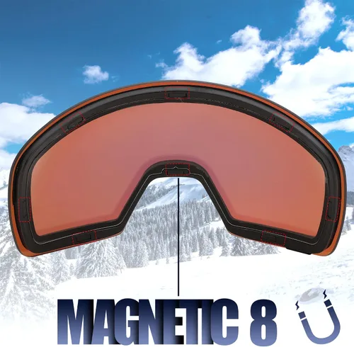 Vista 2 de FEISEDY Magnetic Ski Goggles for Men Women Youth Frameless Snow Goggles 100% UV Protection Snowboard Goggles B0020