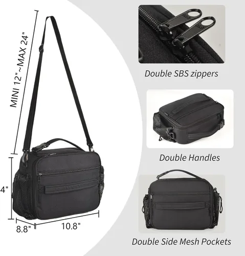 Vista 3 de Cerbonny Lonchera para niños, bolsa de almuerzo aislada para niñas y niños, poliéster duradero con forro de PEVA, correa de hombro ajustable, 10.8
