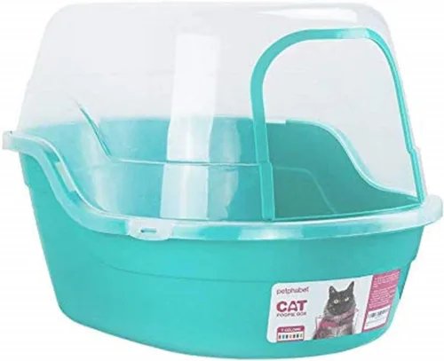 Vista 13 de Petphabet Caja de Arena para Gatos con Capucha Jumbo, Extra Grande, Azul Claro