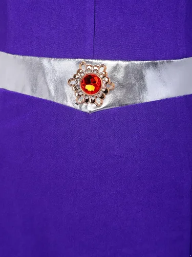 Vista 5 de Disfraces de héroe púrpura para mujer, trajes de vestir y guantes Vestido
