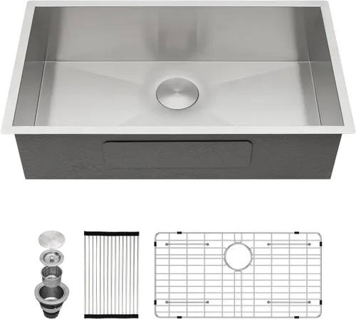 Vista 50 de Kichae Fregadero de Barra Bajo Montaje - Fregadero de Barra de Preparación de 12 x 15 Pulgadas de Acero Inoxidable Calibre 16 Fregadero de Cocina
