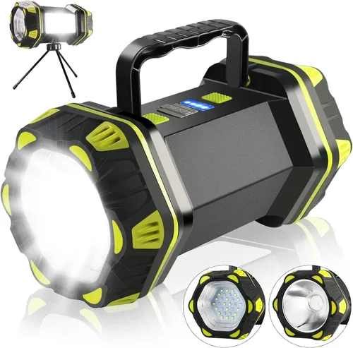 Vista 8 de Linterna LED para camping, linterna recargable, portátil, súper brillante, luz de emergencia al aire libre, lámpara de búsqueda impermeable