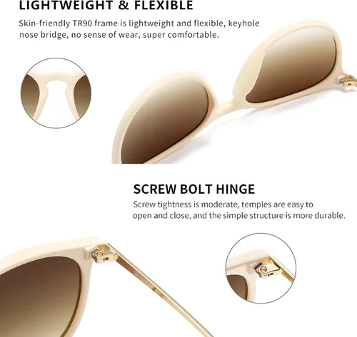 Vista 4 de SUNGAIT Gafas de sol redondas vintage para mujeres y hombres, estilo clásico retro