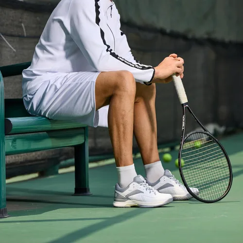 Vista 3 de FitVille Zapatos anchos de pickleball para hombre de toda cancha, zapatos de tenis con soporte de arco para fascitis plantar