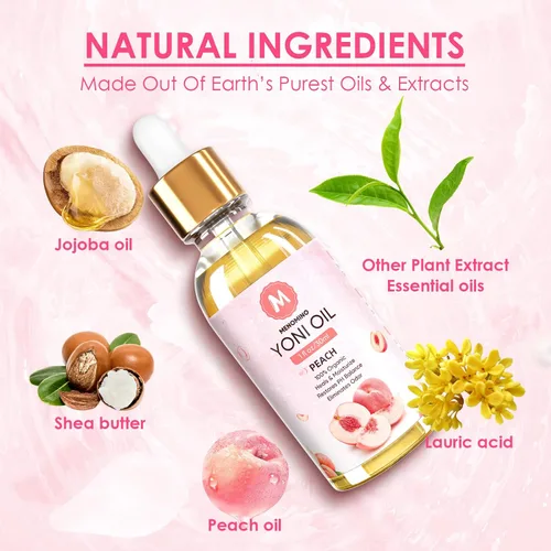 Vista 2 de Paquete de 2 aceite Yoni para mujeres, producto orgánico de cuidado femenino de melocotón, aceite esencial de Yoni 100% natural, 1 fl oz/1.0 fl oz/pc