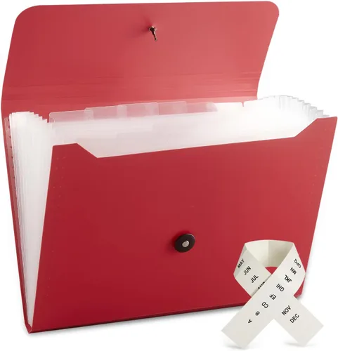 Vista 18 de Carpeta de archivos expandible con 13 bolsillos, carpeta de archivo de acordeón para documentos, organizador estético de papel negro
