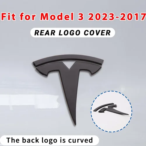 Vista 3 de Accesorios de emblema para Tesla Model 3 Logo Sticker 2023 2022-2017 Model 3 Calcomanías (negro)