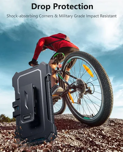 Vista 5 de FNTCASE Funda para iPhone 14/13: con funda de clip para cinturón y soporte, cubierta de protección de grado militar resistente a prueba de golpes