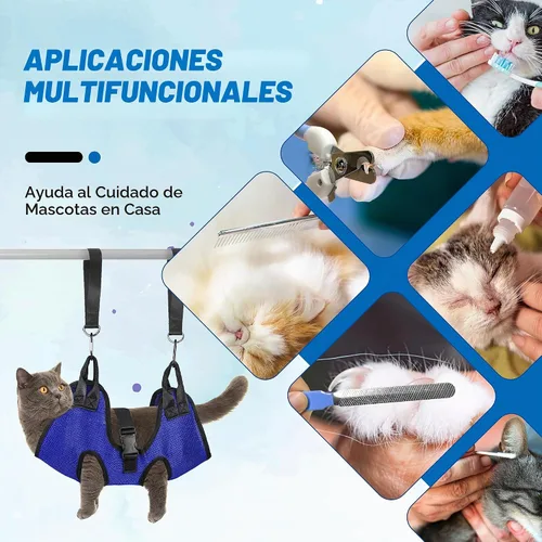 Vista 4 de PatiencET Hamaca de Aseo para Perros, Hamaca de Aseo para Mascotas para Gatos y Perros, Soporte para Perros para Recortar Uñas, Cabestrillo para Azul